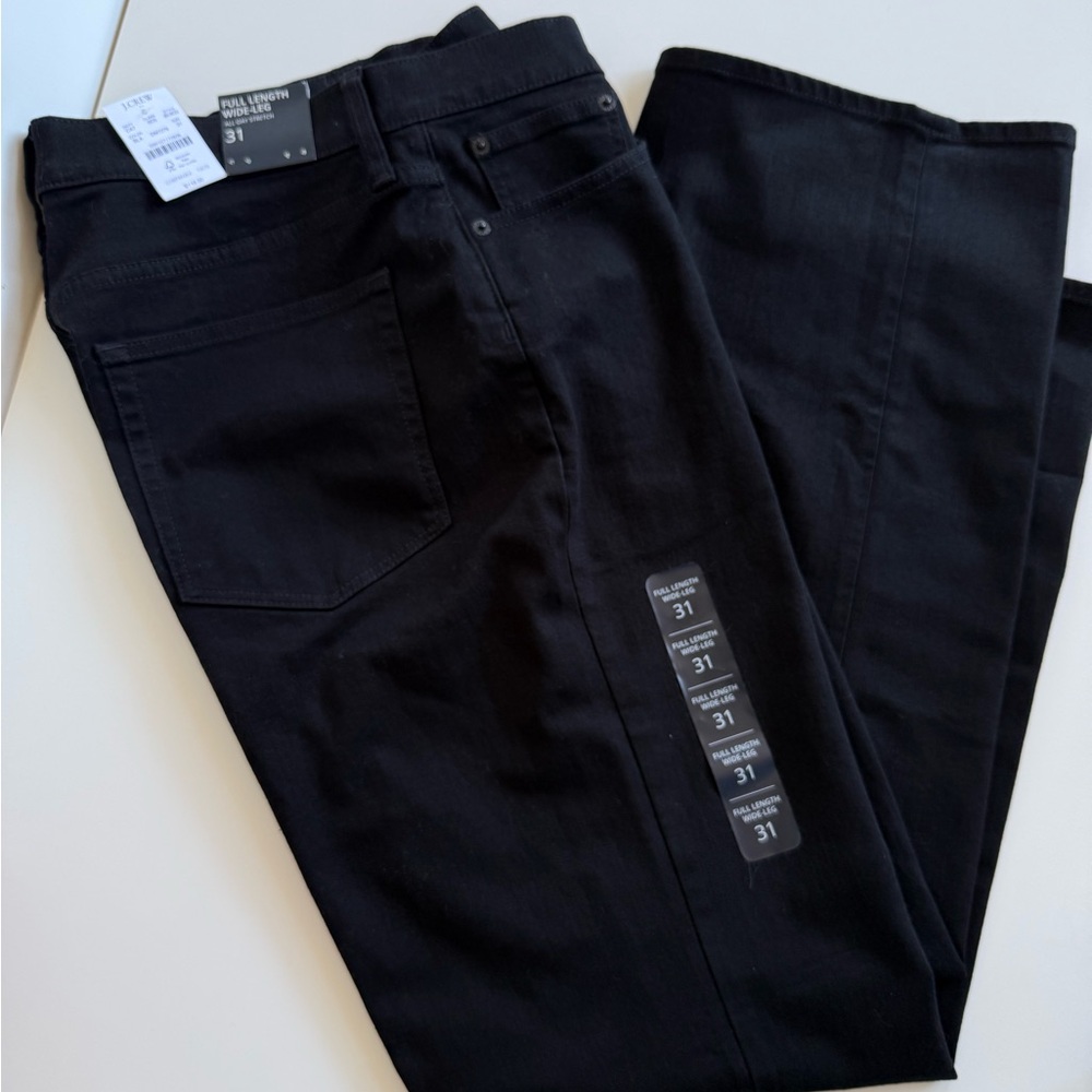 J.Crew Black Wide-Leg full length jean in all day stretch size 31 made Cambodia